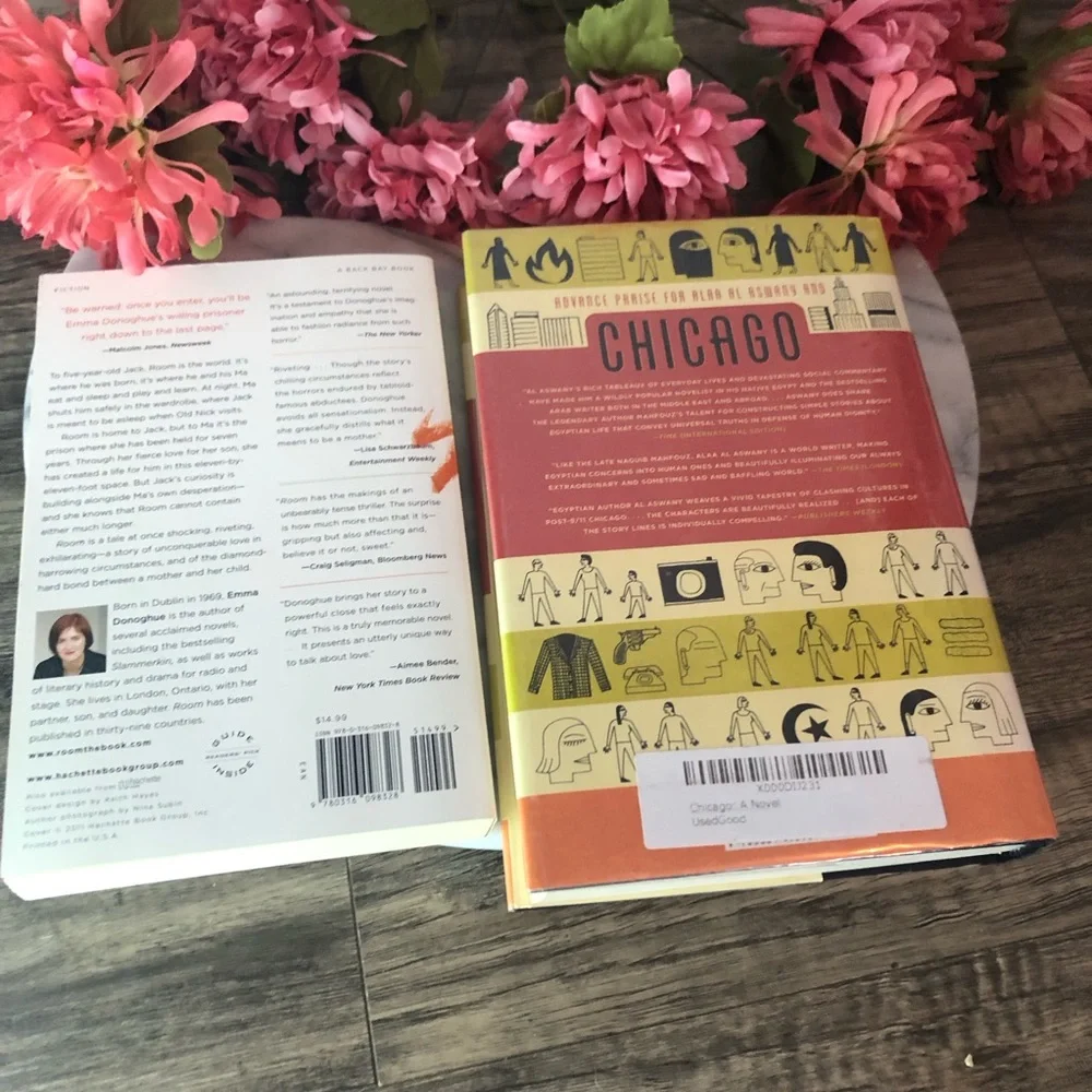 ROOM by Emma Donoghue & CHICAGO hardcover & paperback novels thrillers politics